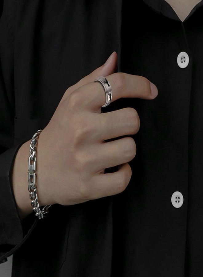 OIDIMS خواتم دوارة على شكل ديناصور تيرانوصور ريكس للرجال والنساء، مصنوعة من الفولاذ المقاوم للصدأ المضاد للحساسية، لتخفيف التوتر والقلق، خاتم ديناصورات العصر الجوراسي، لعبة دوارة بحرية، خاتم إصبع، هدية مجوهرات شخصية للحبيب أو الأب أو عيد الميلاد (12) - Image 3